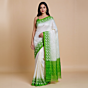 Bengal Handloom Mix Cotton Jamdani Saree | White with Green Border