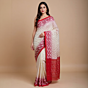 Bengal Mix Cotton White & Red Jamdani Saree