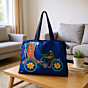 Handcrafted Cotton & Zari Blue Tote Bag for Women | 31x41 cm