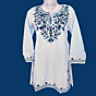 Women Embroidered Pure Cotton white short Kurta  