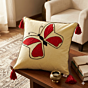 Handmade Butterfly Embroidered Cotton Cushion Cover with Tassels | Decorative Sofa Pillow Cover for Living Room & Bedroom