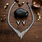 Handcrafted Geometric Glass Seed Bead Statement Necklace and Earring Set