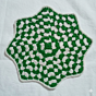 Hand-Crocheted Star-Hexagon Table Mat - Green & White