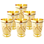 Pure Brass Mughlai Style |Embossed Design Glass Tumbler |Set of 6