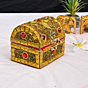 golden jewellery box, velvet lining jewellery box, handmade jewellery box India, Santarms storage box, golden ornament box, handcrafted jewellery case, jewellery gift box, Indian handicraft jewellery box