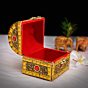 golden jewellery box, velvet lining jewellery box, handmade jewellery box India, Santarms storage box, golden ornament box, handcrafted jewellery case, jewellery gift box, Indian handicraft jewellery box