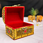golden jewellery box, velvet lining jewellery box, handmade jewellery box India, Santarms storage box, golden ornament box, handcrafted jewellery case, jewellery gift box, Indian handicraft jewellery box