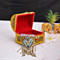 golden jewellery box, velvet lining jewellery box, handmade jewellery box India, Santarms storage box, golden ornament box, handcrafted jewellery case, jewellery gift box, Indian handicraft jewellery box