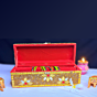 handcrafted bangle box, golden bangle box, kaat dana work box, velvet lining bangle box, handmade jewelry box, Indian handicrafts online, Santarms bangle box, mirror work box