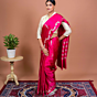 Lehar Boota Handwoven Banarasi Saree Magenta