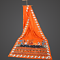 Hand Painted Orange Crepe Saree with Pattachitra Art