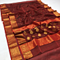 Chanderi Saree Maroon with Golden Zari Border 6.25 mtrs
