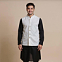 Handloom White Nehru jacket XL size