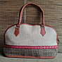 Handcrafted Jute & Leather Tote Bag I  Off white