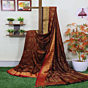 Rust Bengal Handloom Katan Silk Zari Emboss Saree