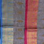 Gray Bengal Handloom Katan Silk Zari Emboss Saree
