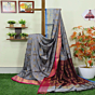 Gray Bengal Handloom Katan Silk Zari Emboss Saree