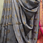 Gray Bengal Handloom Katan Silk Zari Emboss Saree