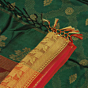 Bottle Green Bengal Handloom Katan Silk Zari Emboss Saree