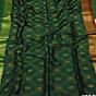 Bottle Green Bengal Handloom Katan Silk Zari Emboss Saree