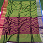 Neon Green Bengal Handloom Katan Silk Zari Emboss Saree