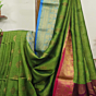 Neon Green Bengal Handloom Katan Silk Zari Emboss Saree