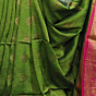 Neon Green Bengal Handloom Katan Silk Zari Emboss Saree