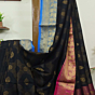Black Bengal Handloom Katan Silk Zari Emboss Saree
