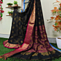 Black Bengal Handloom Katan Silk Zari Emboss Saree