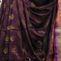 Dark Purple Bengal Handloom Katan Silk Zari Emboss Saree