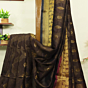 Brown Bengal Handloom Katan Silk Zari Emboss Saree