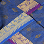 Deep Sky Blue Bengal Handloom Katan Silk Zari Emboss Saree