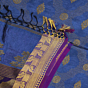 Deep Sky Blue Bengal Handloom Katan Silk Zari Emboss Saree