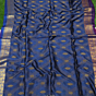 Deep Sky Blue Bengal Handloom Katan Silk Zari Emboss Saree