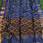 Deep Sky Blue Bengal Handloom Katan Silk Zari Emboss Saree