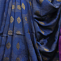 Deep Sky Blue Bengal Handloom Katan Silk Zari Emboss Saree