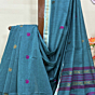 Teal Handloom Premium  Cotton Jamdani Saree