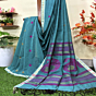 Teal Handloom Premium  Cotton Jamdani Saree