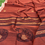 Rust Handloom Premium  Cotton Jamdani Saree