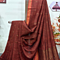 Rust Paisly Buta Organic Linen Jamdani Saree