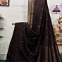 Chocolate Paisly Buta Organic Linen Jamdani Saree