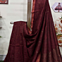 Maroon Paisly Buta Organic Linen Jamdani Saree