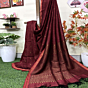 Maroon Paisly Buta Organic Linen Jamdani Saree
