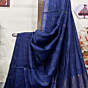 Blue Paisly Buta Organic Linen Jamdani Saree