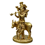 Brass Lord Krishna with Cow Statue Idol KBH07489