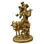 Brass Lord Krishna with Cow Statue Idol KBH07489
