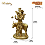 Brass Lord Krishna with Cow Statue Idol KBH07489