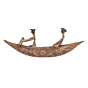Handcrafted Tribal Design Brass Boat | 12.1 x 1.9 x 4.5 inches