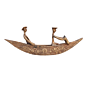 Handcrafted Tribal Design Brass Boat | 12.1 x 1.9 x 4.5 inches