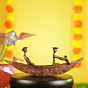 Handcrafted Tribal Design Brass Boat | 12.1 x 1.9 x 4.5 inches